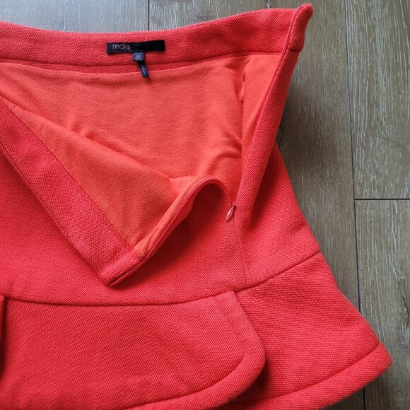 Maje Scalloped Orange Wool Skirt - Picture 2 of 4